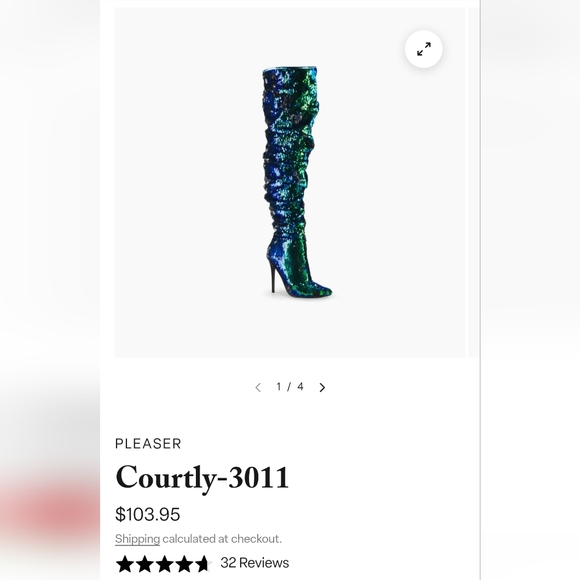 Pleasers Green sequin thigh high boots - Picture 2 of 2